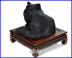 10.2 Frosted Black Obsidian Hand Carved Crystal Cat Sculpture, Crystal Healing