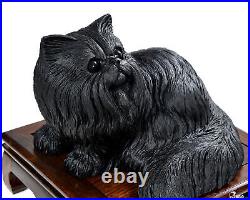 10.2 Frosted Black Obsidian Hand Carved Crystal Cat Sculpture, Crystal Healing