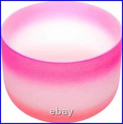 10 Inch F Note Heart Chakra Rainbow Quartz Frosted Crystal Singing Bowl with Car