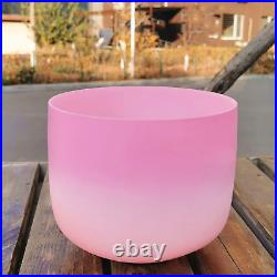 10 Inch F Note Heart Chakra Rainbow Quartz Frosted Crystal Singing Bowl with Car