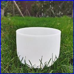 11 inch D Note Sacral Chakra Clear White Frosted Quartz Crystal Singing Bowl