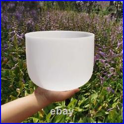 11 inch F Note Heart Chakra Pure White Frosted Quartz Crystal Singing Bowl
