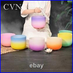 1PC 8 C/D/E/F/G/A/B Note Frosted Quartz Chakra Crystal Singing Bowl for Sound