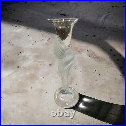 2 Igor Carl Faberge Frosted Snow Dove Bird Crystal Candlestick Holder Signed