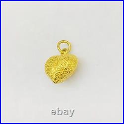 21k Yellow Gold Heart Frosted Textured Love 3D Pendant Charm