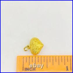 21k Yellow Gold Heart Frosted Textured Love 3D Pendant Charm