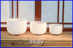 3pcs 8B 10F 12C Frosted Quartz Crystal Singing Bowl Set with Free Carry Bag