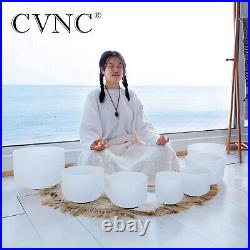 432Hz 7 Pcs 6-12 Set of Chakra Quartz Crystal Singing Bowl Frosted with Bags