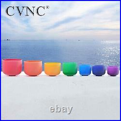 432Hz 7 pcs 6-12 Chakra Colored Frosted Quartz Crystal Singing Bowl Sets Gifts