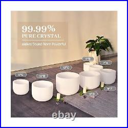 440HZ 6-12 inch Set of 7 Frosted Chakra Quartz Crystal Singing Bowls For Soun