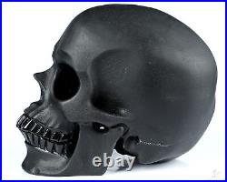 5.1 Frosted Black Obsidian Carved Crystal Skull, Super Realistic, Healing