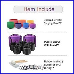 6-12 Colored Frosted Quartz Crystal Singing Bowl 7pcs Chakra Set Sound Healing