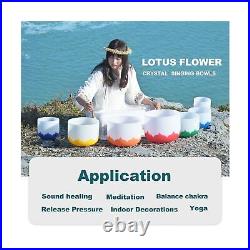 6-12 Inch Lotus Flower Outside Set Of 7 PCS Frosted Quartz Crystal Singing Bo