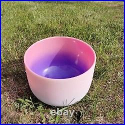 6-12 Pink Frosted Quartz Crystal Singing Bowl 7pcs Chakra Set with Cases
