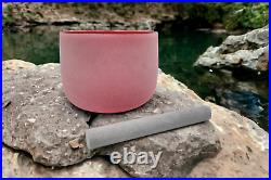 8 Inch C Note Red Root Chakra Frosted Quartz Crystal Singing Bowl