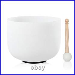 8 Inch F Note Heart Chakra Frosted Quartz Crystal Singing Bowl Free Mallet