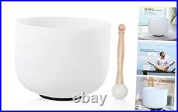 8 Inch F Note Heart Chakra Frosted Quartz Crystal Singing Bowl Free Mallet