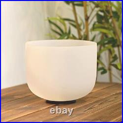 8 Inch F Note Heart Chakra Frosted Quartz Crystal Singing Bowl With Carrying