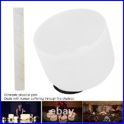 8inch Note B Frosted Quartz Singing Bowl Meditation Instrument Bowl(White) HR6