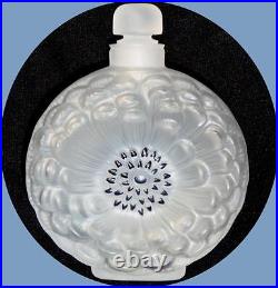 Beautiful Lalique Frosted Crystal Dahlia Perfume Bottle, Enamel Decoration