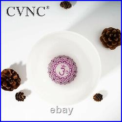 CVNC 432Hz 6 B Crown Chakra Symbol Frosted Quartz Crystal Singing Bowl
