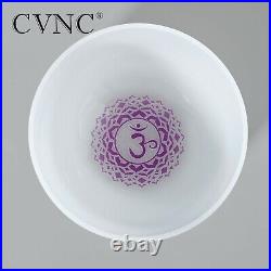CVNC 432Hz 6 B Crown Chakra Symbol Frosted Quartz Crystal Singing Bowl for Yoga