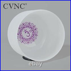CVNC 432Hz 6 B Crown Chakra Symbol Frosted Quartz Crystal Singing Bowl for Yoga