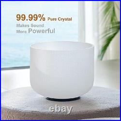 CVNC 432Hz 8G and 10E Chakra Frosted Quartz Crystal Singing Bowls w Case