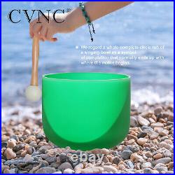 CVNC 432Hz 9 F Colored Frosted Quartz Crystal Singing Bowl Heart Chakra