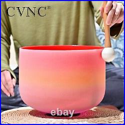 CVNC 8 C Crystal Singing Bowl 8 Rainbow Colored Root Chakra Frosted Quartz