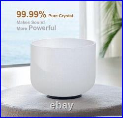 CVNC 8 C Note Heart Chakra Frosted Quartz Crystal Singing Bowl With Carry Case