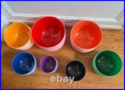CVNC Set Of 7 PCS 6-12 Inch Colored Frosted Chakra Quartz Crystal Singing Bowls