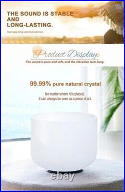 Crystal Singing Bowl Frosted Quartz 8 Inch C/D/E/F/G/A/B Note for Sound Healing