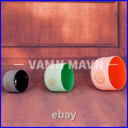 Frosted Color Chakra Design 7A+9F+11D Chakra Crystal Singing Bowl with case