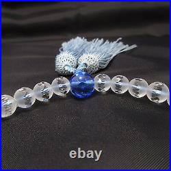 Frosted Crystal Blue Quartz Japanese Juzu Buddhist Mala Prayer bead Rosary Woman