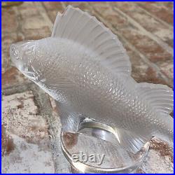 Frosted Crystal Perch Fish Paperweight Sculpture By Lalique Of France