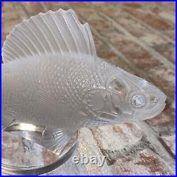 Frosted Crystal Perch Fish Paperweight Sculpture By Lalique Of France
