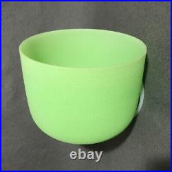 Frosted Green 8 Crystal Singing Bowl Note F Tones Heart Chakra + Mallet Healing