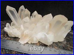 Frosted Quartz Crystal Cluster, Jutting Upward and Outward, Prominent Crystals