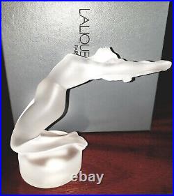 GORGEOUS AUTHENTIC LALIQUE CHRYSIS FROSTED CRYSTAL NUDE SCULPTURE MASCOT withBOX