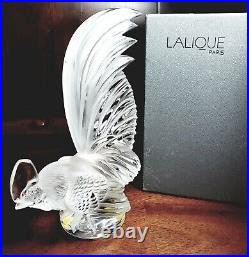 GORGEOUS AUTHENTIC LALIQUE COQ NAIN BANTAM CRYSTAL ROOSTER SCULPTURE 8.5 withBOX