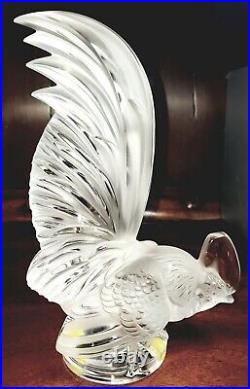 GORGEOUS AUTHENTIC LALIQUE COQ NAIN BANTAM CRYSTAL ROOSTER SCULPTURE 8.5 withBOX