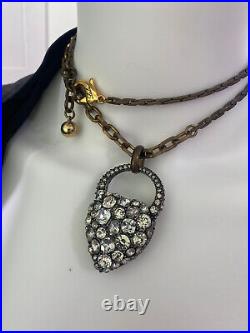 Gorgeous Rare Signed LULU FROST Heart pendant Necklace with Crystals