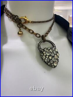 Gorgeous Rare Signed LULU FROST Heart pendant Necklace with Crystals