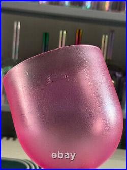 Handle Clear Frost Flowers Pink F Heat Chakra Quartz Crystal Singing Bowl 6