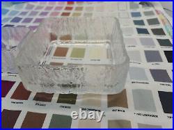 Hoya Glacier Glass Crystal 3 Square Nut Dishes Bark Texture Frosted MCM 1960's
