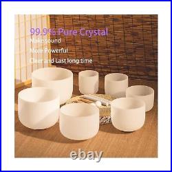 Hye-eun 7-12 Set of 7 Frosted Quartz Crystal Singing Bowl with 2 Pcs Carryi