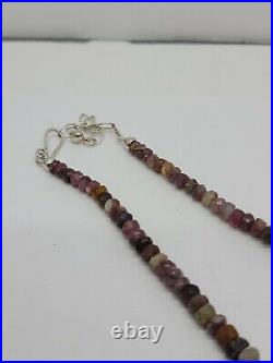 Jay King Mine finds DTR Frosted Rainbow Tourmaline 18-20.5 Sterling Necklace