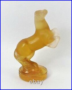 LALIQUE Crystal Seal Amber Horse
