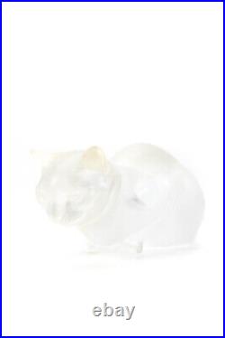 Laligne France Crouching Cat Frosted Crystal Sculpture